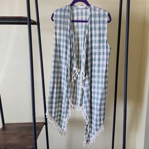 ENTRO plaid sleeveless cardigan
